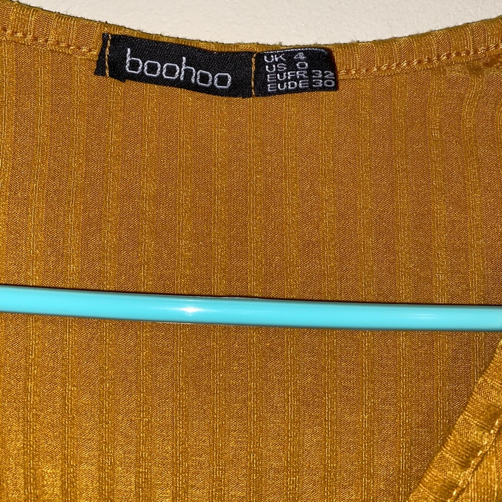 Petite Knitted Wrap Bodysuit in color Amber - Picture 6 of 8